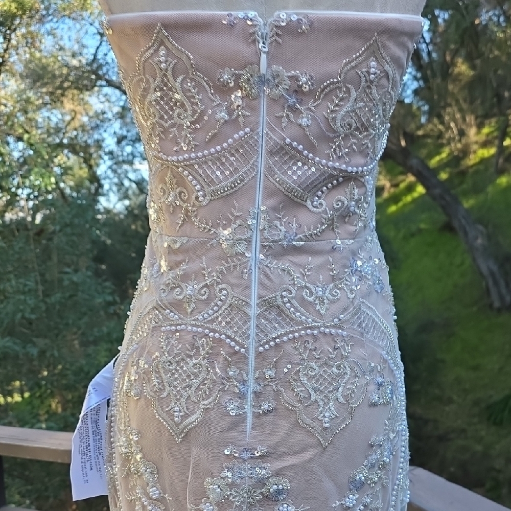 NWT $598 DRESS THE POPULATION SHERIDAN STRAPLESS GOWN DRESS IN WHITE & NUDE SZ S - Picture 5 of 11